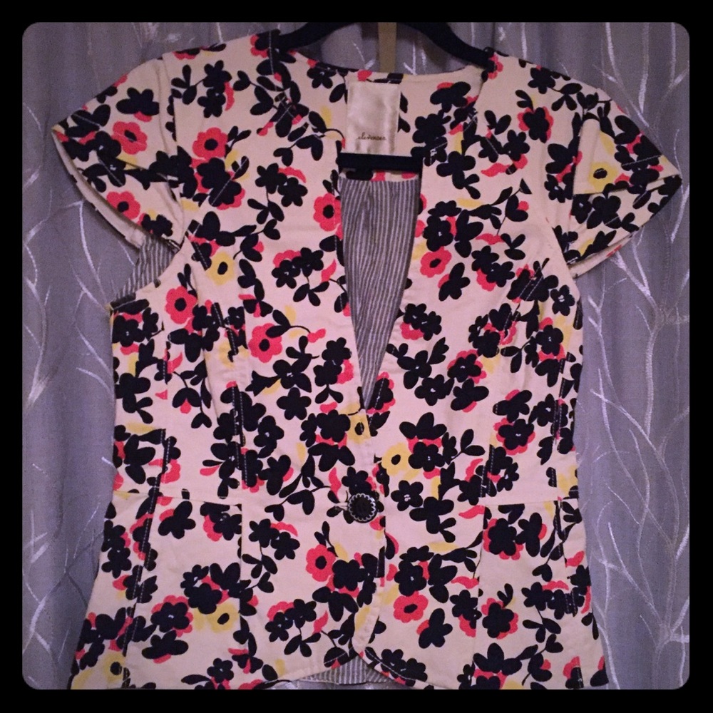 EUC Anthropologie Elevenses Pressed Dahlias blazer